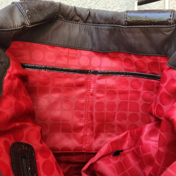 Kate Spade New York Handbag Tote Brown Nylon Shoulder Bag Double Handle Purse - Picture 11 of 13